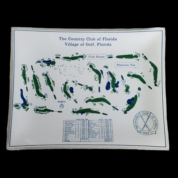 Vintage The Country Club of Florida Village Golf Course Glass Trinket Dish Map - Picture 2 of 8